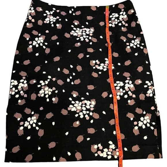 Ann Taylor Loft Pencil Skirt with Side Slits Black Mauve White Floral Sz 12 - Picture 1 of 7